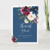 Carte De Remerciements Jardin enchanté Dusty Blue Bourgogne Navy (Devant)