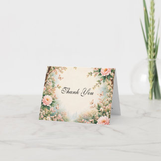 Carte De Remerciements Jardin Enchanté Fleur Sauvage Papillon Mariage