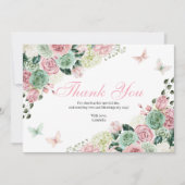 Carte De Remerciements Jardin enchanté rose et vert (Devant)