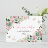 Carte De Remerciements Jardin enchanté rose et vert (Debout devant)