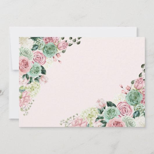 Carte De Remerciements Jardin enchanté rose et vert (Dos)