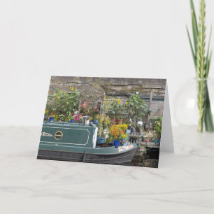 Carte De Remerciements Jardin fleuri et bateau étroit
