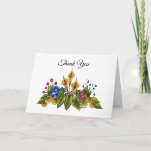 Carte De Remerciements Jardin Floral de Lis Callas Jaunes Scène Doodle