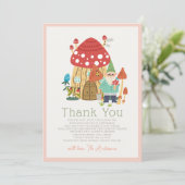 Carte De Remerciements Jardin Gnome Champignons Baby shower fille rose (Debout devant)