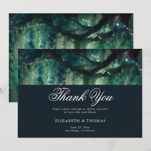 Carte De Remerciements Jardin magique de la forêt enchantée Mariage émera