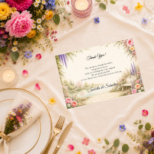 Carte De Remerciements Jardin Romantique au Bord du Lac pour un Mariage S