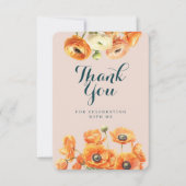 Carte De Remerciements Jardin rose orange rustique Fête d'anniversaire (Devant)