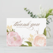 Carte De Remerciements Jardin rose vierge romantique Rose Mariage botaniq (Debout devant)