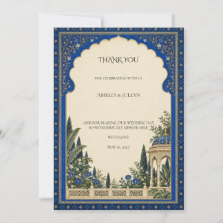 Carte De Remerciements Jardin Royal Blue Arche Botanique Mariage