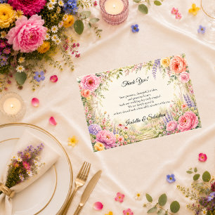 Carte De Remerciements Jardin Secret Romantique Fleurs de Mariage