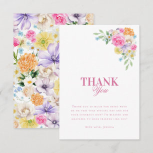 Carte De Remerciements Jardin Tea Party aquarelle Fête des mariées floral