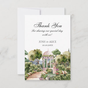 Carte De Remerciements Jardin vert élégant rêveur à l'aquarelle