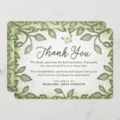 Carte De Remerciements Jardin Vert Feuille SympathieMerci Papillon (Devant / Derrière)