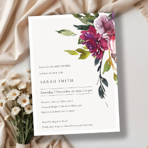 Carte De Remerciements Jaune Blush Bourgogne Floral Baby shower Invitatio