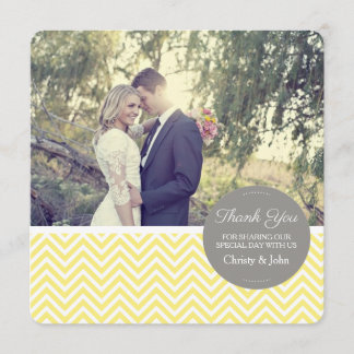 Carte de remerciements jaune de mariage de Chevron
