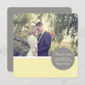 Carte de remerciements jaune de mariage de Chevron (Devant / Derrière)