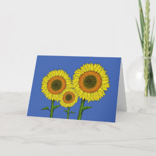 Carte de remerciements jaune de tournesol