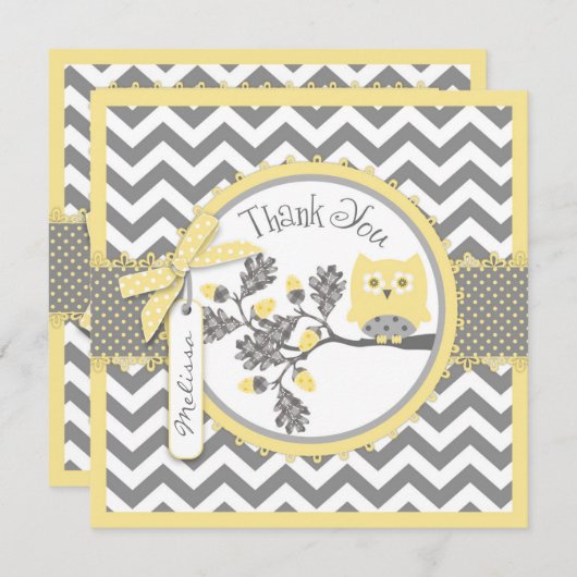 Carte de remerciements jaune d'impression de (Devant / Derrière)