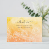 Carte De Remerciements Jaune Orange Blanc Floral Calligraphie Élégant (Debout devant)