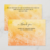 Carte De Remerciements Jaune Orange Blanc Floral Calligraphie Élégant (Devant / Derrière)