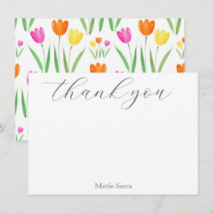 Carte De Remerciements Jaune, rose, orange Tulips Motif
