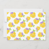 Carte De Remerciements Jaune violet Aquarelle Pansy Motif (Dos)