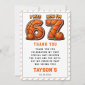 Carte De Remerciements J'avais 6 ans, maintenant j'ai 7 ans Basket Annive (Devant)