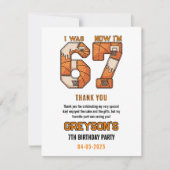 Carte De Remerciements J'avais 6 ans maintenant j'ai 7 ans Basket – Fête  (Devant)