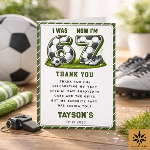 Carte De Remerciements J'avais 6 ans, maintenant j'ai 7 ans Football Anni