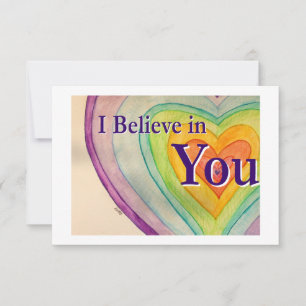 Carte De Remerciements Je crois en vous Rainbow Hearts Art Note Card