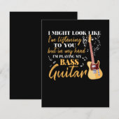 Carte De Remerciements Je joue ma basse guitare (Devant / Derrière)