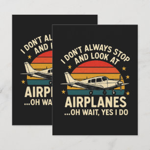 Carte De Remerciements Je ne m'arrête pas toujours pour regarder les avio