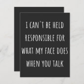 Carte De Remerciements je ne peux pas être tenu pour responsable de ce qu (Devant / Derrière)