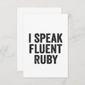 Carte De Remerciements Je Parle Fluent Ruby Funny Geek Programmation Code (Devant / Derrière)
