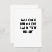 Carte De Remerciements Je promène des chiens pour que tu n'aies pas à le (Devant / Derrière)