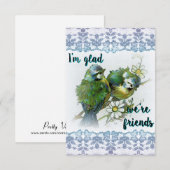 Carte De Remerciements Je suis content que nous soyons amis Oiseaux bleus (Devant / Derrière)