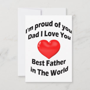 Carte De Remerciements Je suis fière de toi Papa Je t'aime Meilleur Père