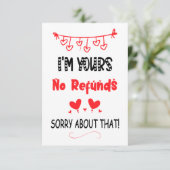 Carte De Remerciements Je suis le vôtre Pas de remboursement Funny Valent (Debout devant)