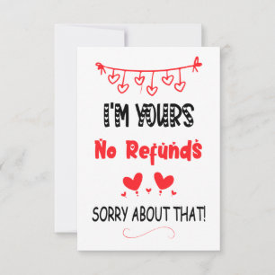 Carte De Remerciements Je suis le vôtre Pas de remboursement Funny Valent