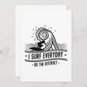 Carte De Remerciements Je Surf Tous Les Jours Sur Internet (Devant / Derrière)