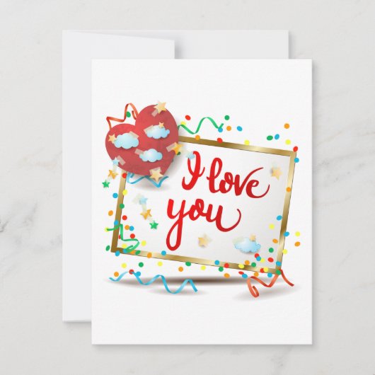 Carte De Remerciements Je t'aime avec le coeur rouge (Devant)