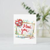 Carte De Remerciements Je t'aime avec le coeur rouge (Debout devant)