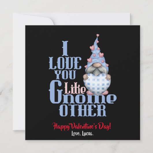 Carte De Remerciements Je T'Aime Comme Gnome Autre Valentine (Devant)