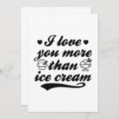 Carte De Remerciements Je T'Aime Plus Que De La Crème De Glace (Devant / Derrière)