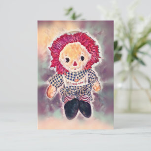 Carte De Remerciements Je T'Aime Poupée De Rag