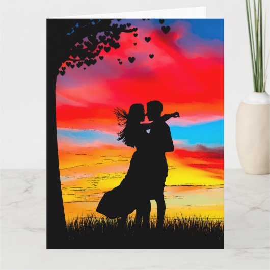 CARTE DE REMERCIEMENTS JE T'AIME ROMANTIQUE SUNSET GREETING CARD (Devant)