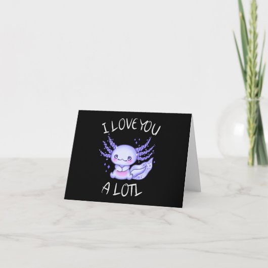 Carte De Remerciements Je vous aime beaucoup Axolotl en amour Faux Canvas (Devant)