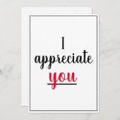 Carte De Remerciements Je Vous Apprécie Gesture De Reconnaissance (Devant / Derrière)