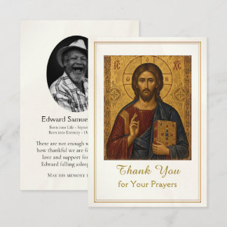 Carte De Remerciements Jésus-Christ et les Évangiles Funérailles orthodox