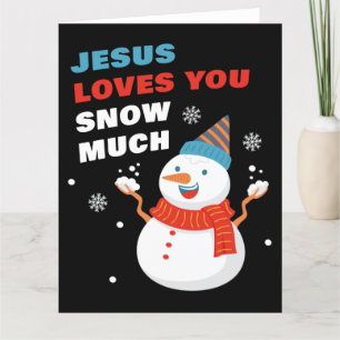 Carte De Remerciements Jésus t'aime Neige Beaucoup Noël chrétien